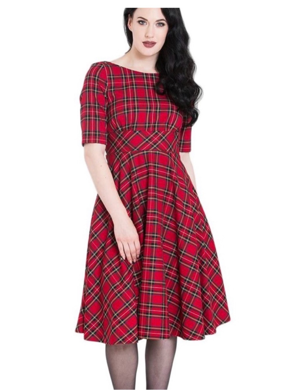 NWT Hell Bunny Irvine Tartan Plaid Swing Dress